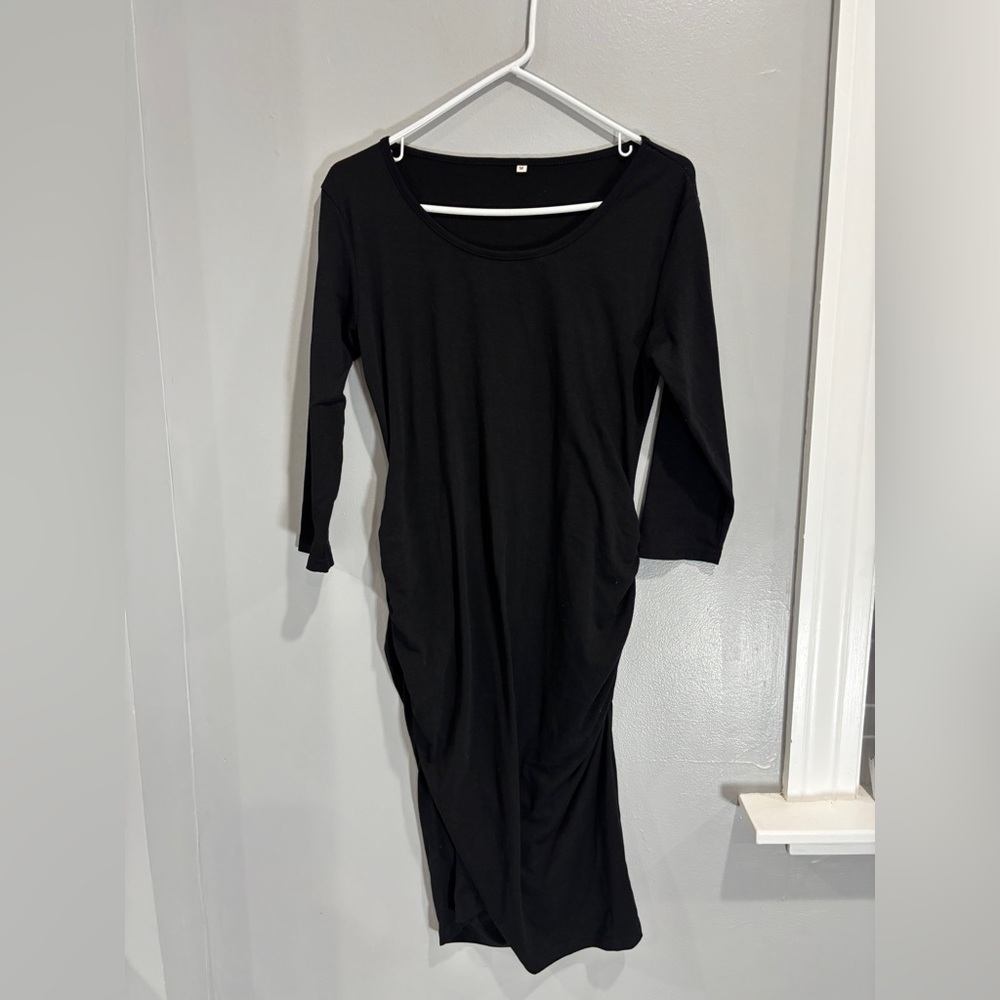 Maternity Bodycon long sleeve medium black dress holiday dress